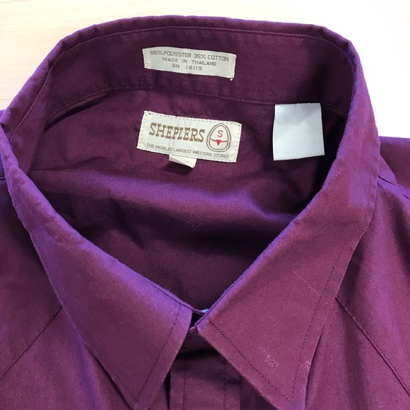 Sheplers Western Pearl Snap Shirt XL Purple - Picture 3 of 7